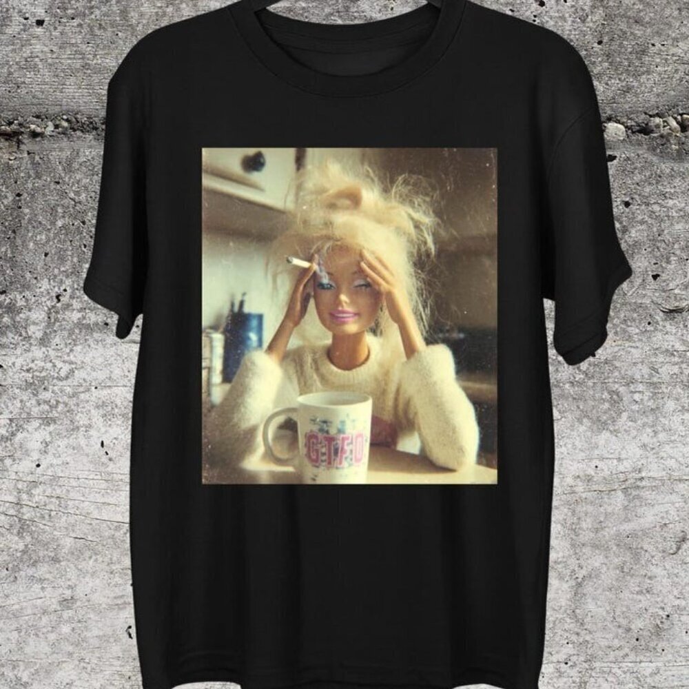 Distressed Doll Face Meme T-Shirt .